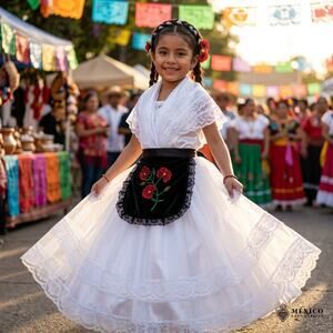 Mexican Jarocha Veracruzana single circle set 4 pc SIZE 10  Skirt 32inches Long